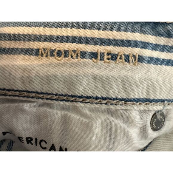 American Eagle Blue and White Pinstriped Mom Jeans Size 00 - Picture 10 of 12